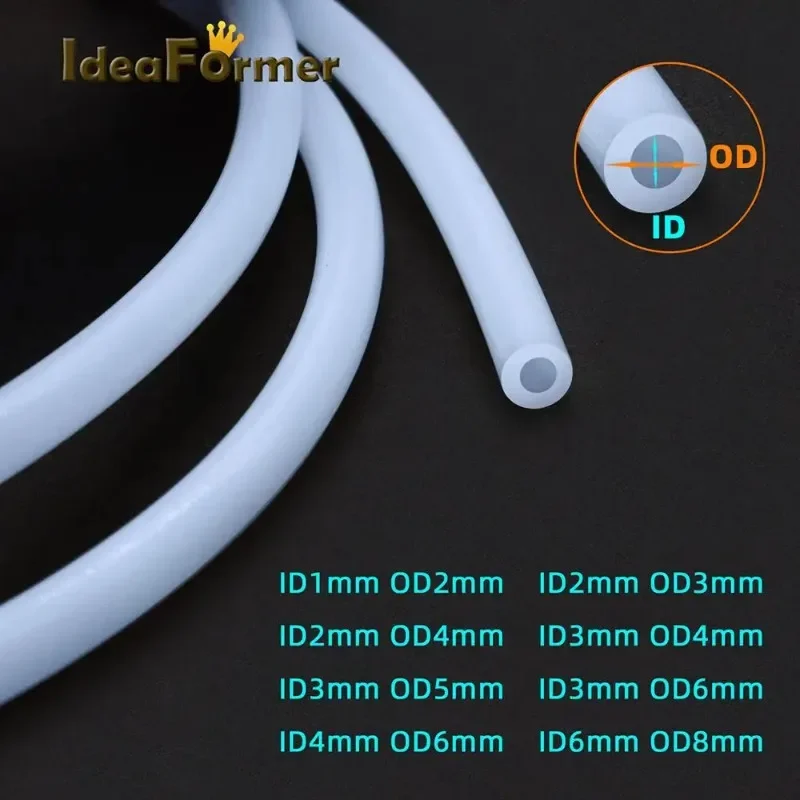 1m Ptfe Tube 1mm 2mm 3mm 4mm 6mm 8mm Teflonto Pipe White For 1.75mm/3.0mm Filament 3d Printer Parts Bowden Extruder V5/v6 J-head