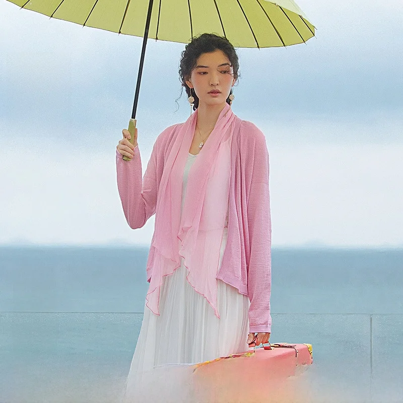 

Шелковый вязаный кардиган с длинными рукавами для женщин, утепленный, приталенный, однотонный, для повседневной носки, весна-осень