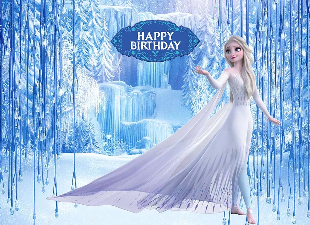 Disney Frozen Elsa Anna Princess Backdrop Kids Girls Birthday Party Snow Queen Winter Ice Photo Background Photozone Decor