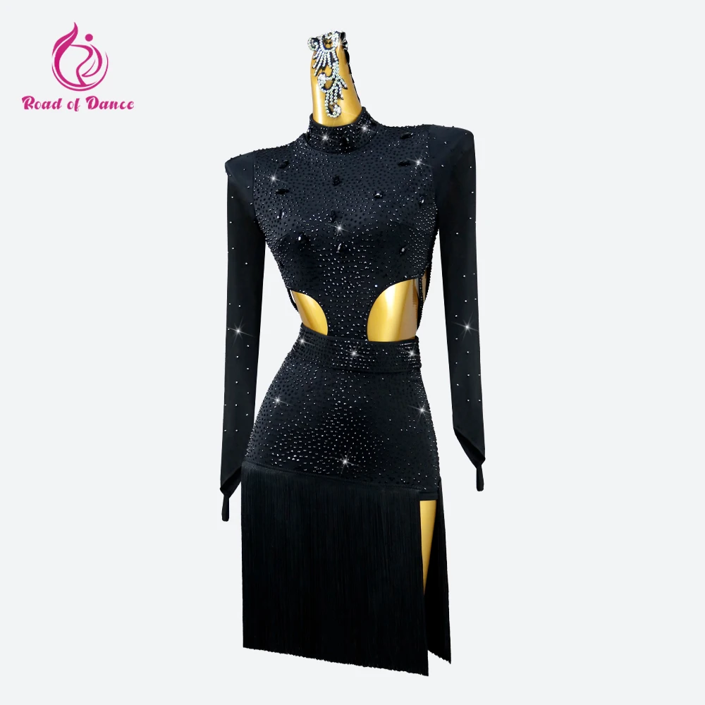 

Latin Dance Dress Woman Ball Black Clothing Stage Costume Practice Wear Skirts Female Parties Competition Formal Girls Dancewear