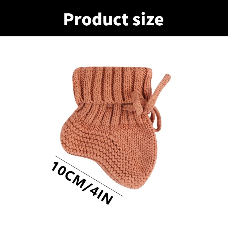 Warm Knitted Baby Socks Solid Color Newborns Handmade Knitting Shoes Short Socks with Ties for Boys Girls Unisex