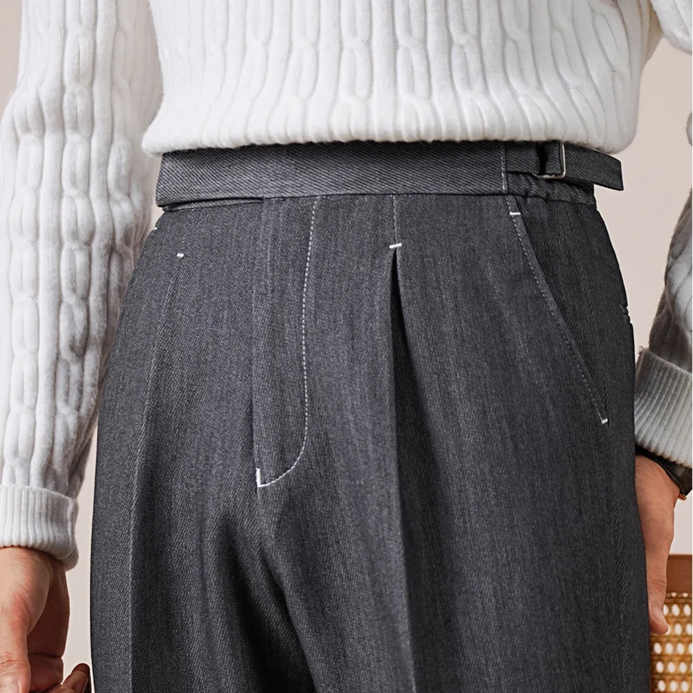 

Casual Business Versatile Straight-Leg Pants Adjustable Cargo Trousers Fall Denim-inspired Suit Pant Retro High-Waisted Jean Men