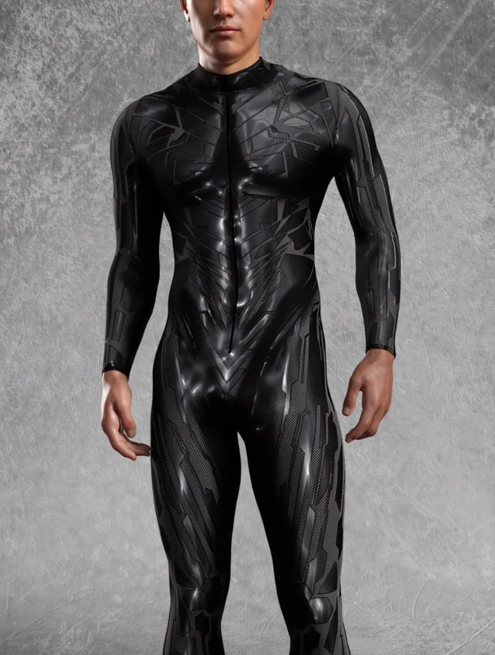 بدلة رجالية ميكانيكية سوداء مدرعة بدلة تنكرية مطبوعة على شكل فاسق أزياء الهالوين Steampunk المقاتلة Zentai بدلة أداء للحفلات رومبير