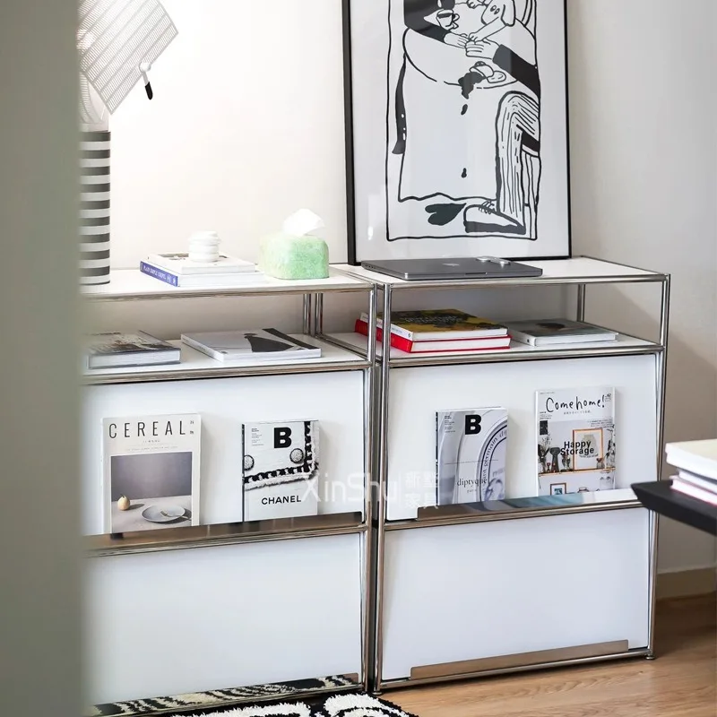 

Medieval Cabinet Stainless Steel Modular Cabinet Combination Bookcase Storage Cabinet Side Bedroom Locker Sofa