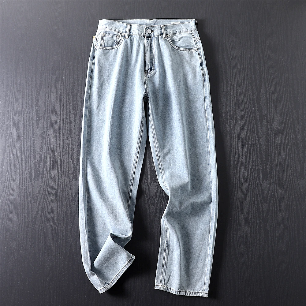 

Мужские повседневные хлопковые джинсы прямого кроя, летние длинные брюки, оригинальные, без бренда, для отдыха