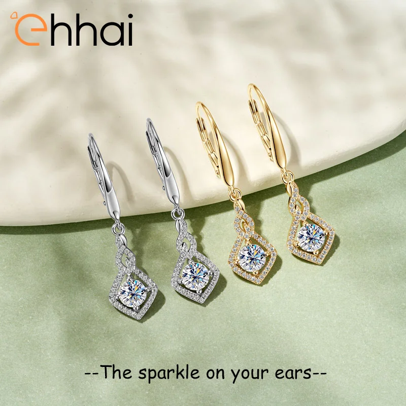 

Ehhai Certified 5MM Round Moissanite Flame Drop Earrings for Women 925 Sterling Silver Hoop Earring Fine Jewelry Gift Pendientes