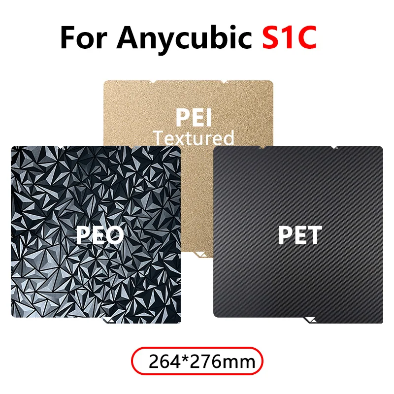 For Anycubic S1C PEI double-sided spraying PEO PET film 3D printer steel plate 264*276mm