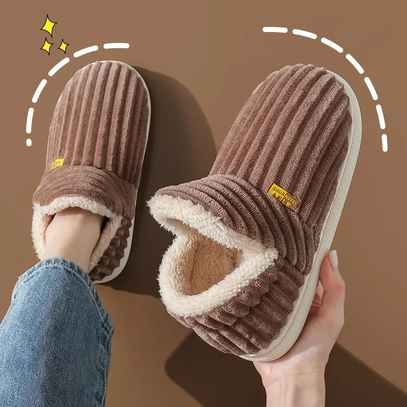 Nieuwe bontpantoffels voor dames heren winter harige mode warme enkels pluche gezellige dia's voor thuis binnen zachte zool katoenen schoenen - afbeelding 1