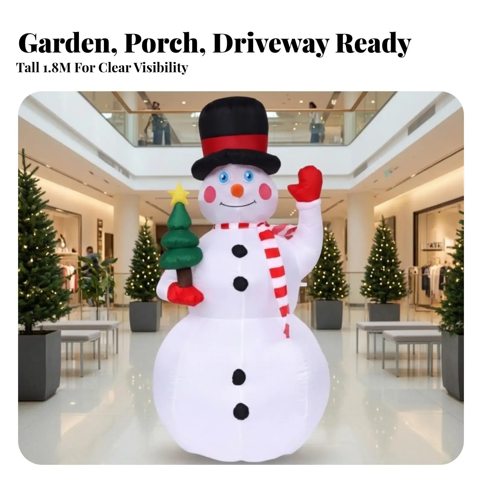 Christmas Inflatable Snowman Garden Decoration with Top Hat and Yellow Star for Outdoor Festive Setup
