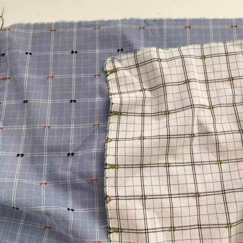 

Light blue and white checkered colorful cotton fabric for DIY clothing fabric