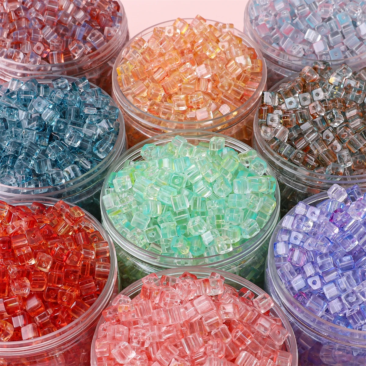 Glass Magic Color Gradient Sugar Cube Beads For Making Jewelry DIY Earring Bracelet Necklace Accessories About 7mm 30pcs