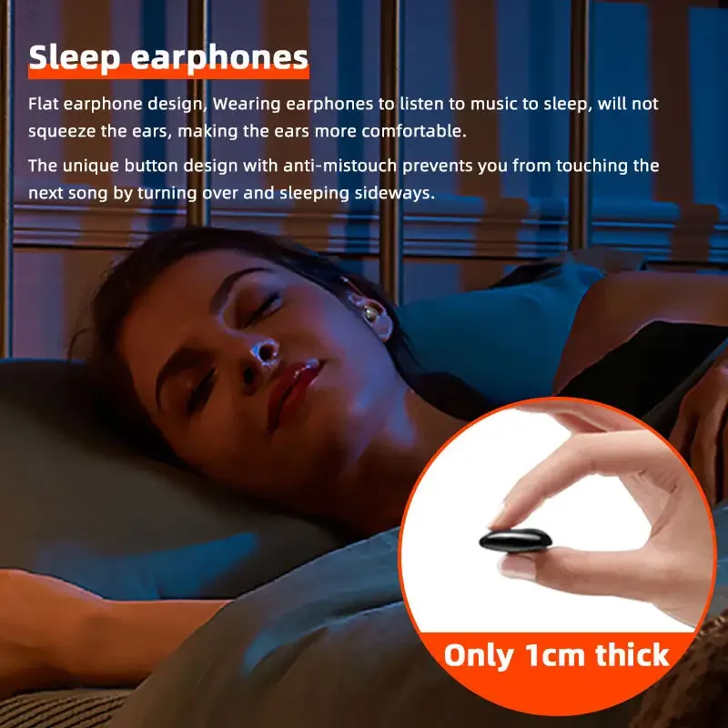 MD528 Blue-tooth 5.2 Sleeping Earphones Wireless Headphones Dual Mic Noise Reduction Stereo Sound TWS Earbuds Gaming Headset