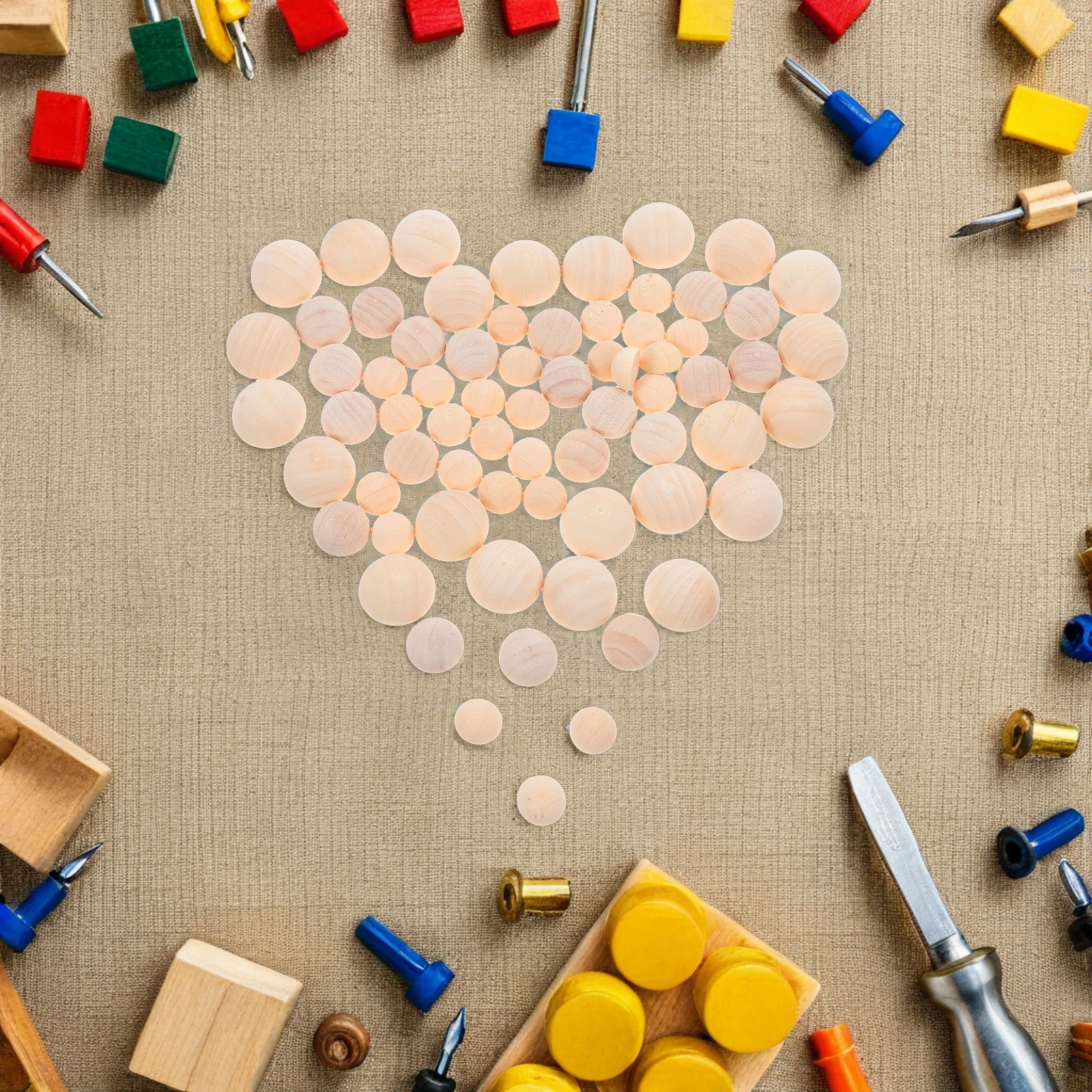 

300Pcs Half Wooden Balls Natural Half Round Craft Beads for DIY Kids Early Education Arts Paint Decoration Unfinished Craft