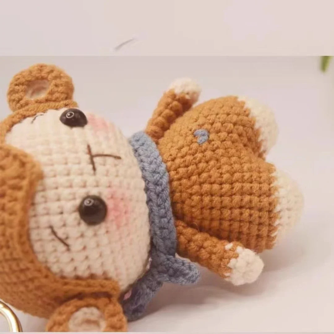 Cute Monkey Handwoven DIY Material Bag Knitting Yarn Keychain Pendant Cartoon Doll Decoration Couple Gift Knit Crochet Supplies