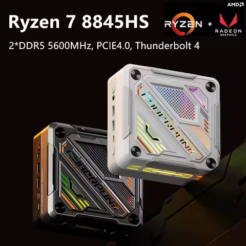 Newest AMD Ryzen 7 8845HS Cyberpunk Mini PC Desktop Gamer Windows 11 DDR5 5600MHz PCIE4.0 2.5G 2 LAN USB4 Mini Computer WiFi6