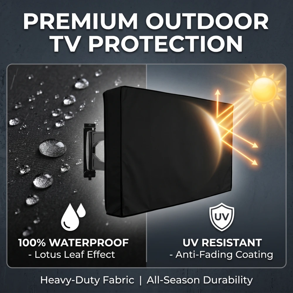 All Size Beige Outdoor TV Cover 30"40"42" 46"50"55"60"65"70"75"80" 85"  600D Weather Dust Proof for Garden Patio TV Protector view 5