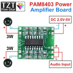 TZT 1/5/10PCS PAM8403 Audio 2x3W Mini Digital Power Amplifier Board for Class D Stereo Audio Amplifier Module 5V Power