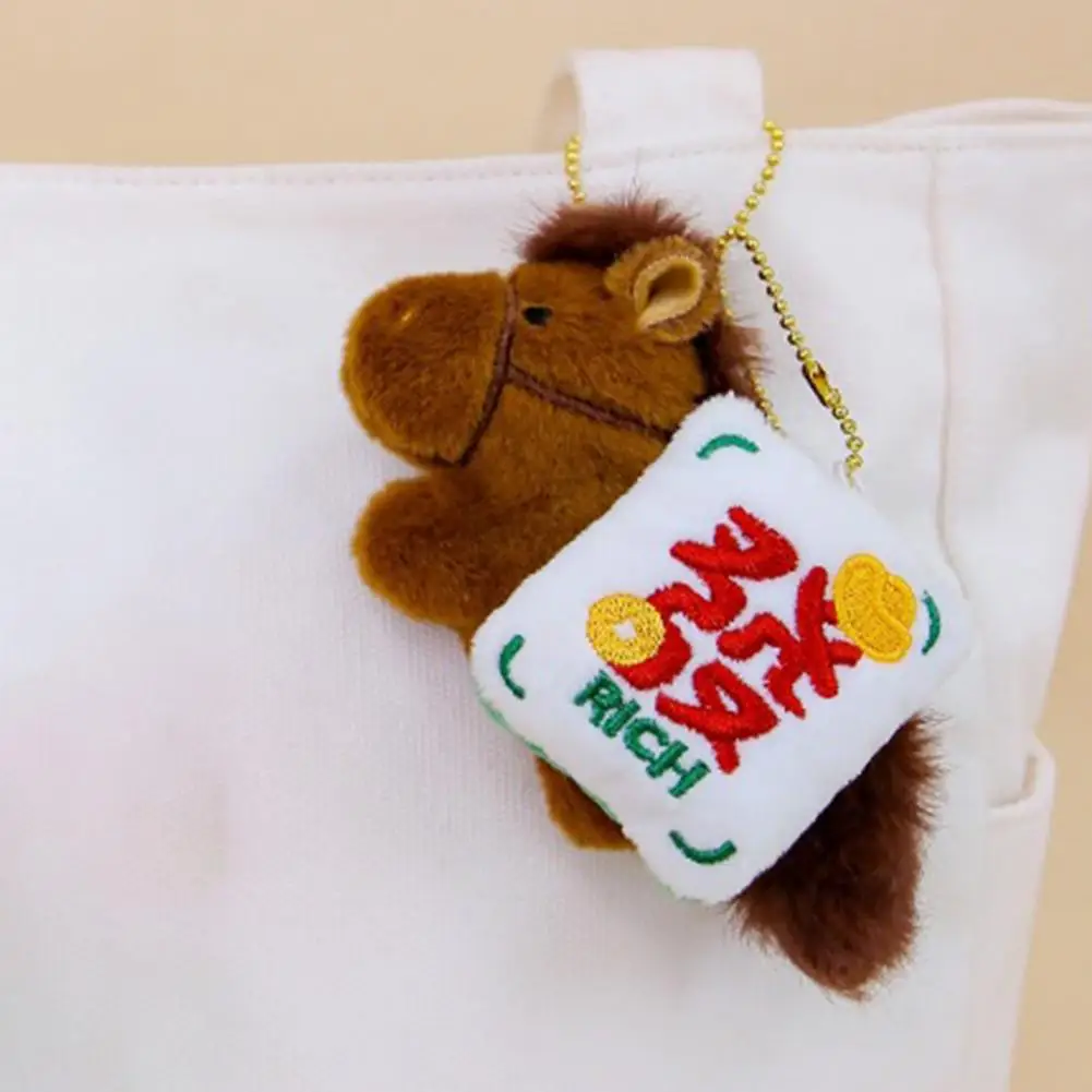 Playset cheval en peluche poupée poney porte-clés ensemble pour femmes année du cheval mascotte sac à dos charme cadeau mignon poney sac à main pendentif