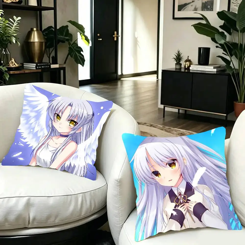 Tachibana Kanade Anime A-Angel Beats Pillow Case Fashion Square Pillowcase Bedroom Sofa Room Ins Decoration Leisure