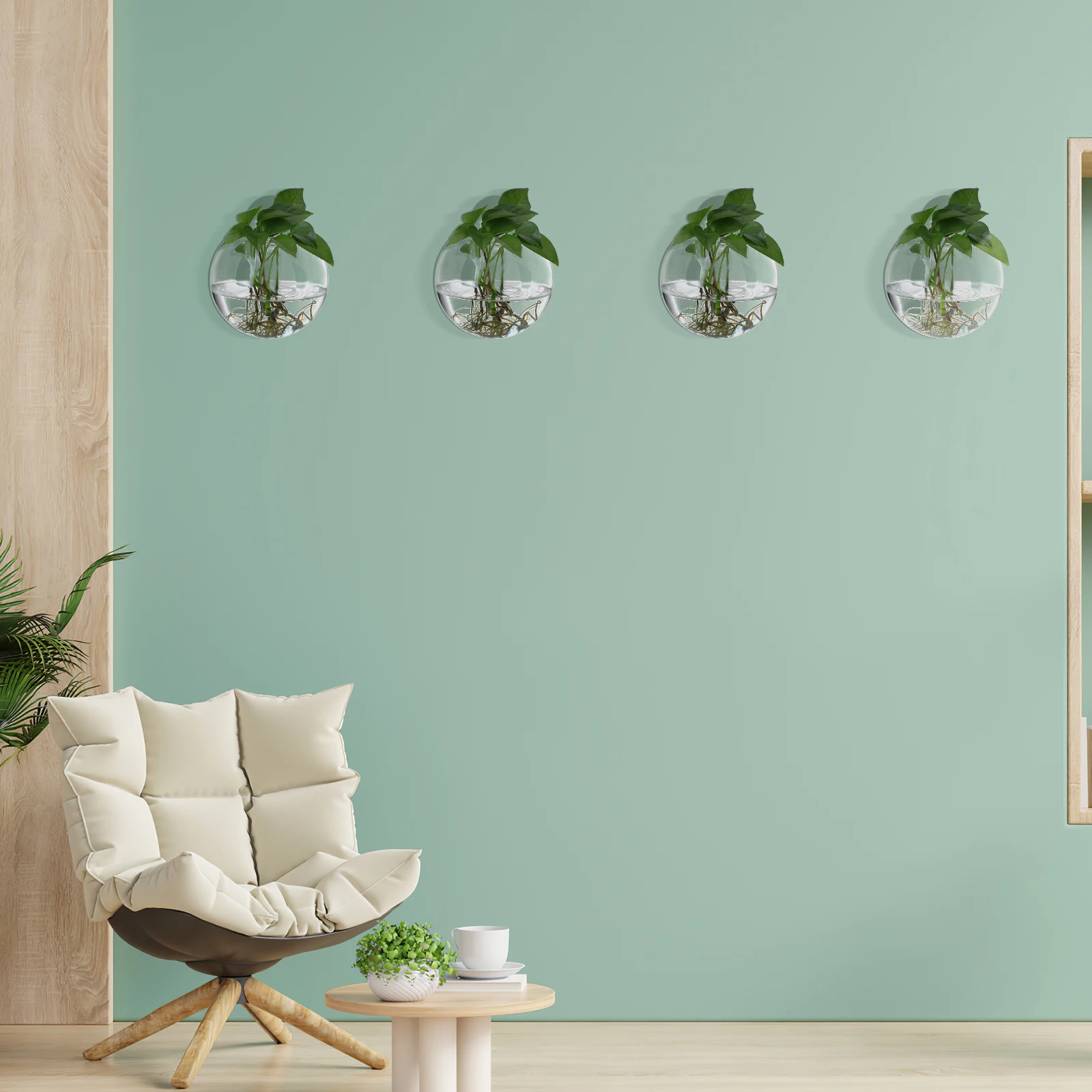 

4 Pcs Wall Mounted Glass Vase Planter Artificial Hanging for Indoor Plants Office Pots