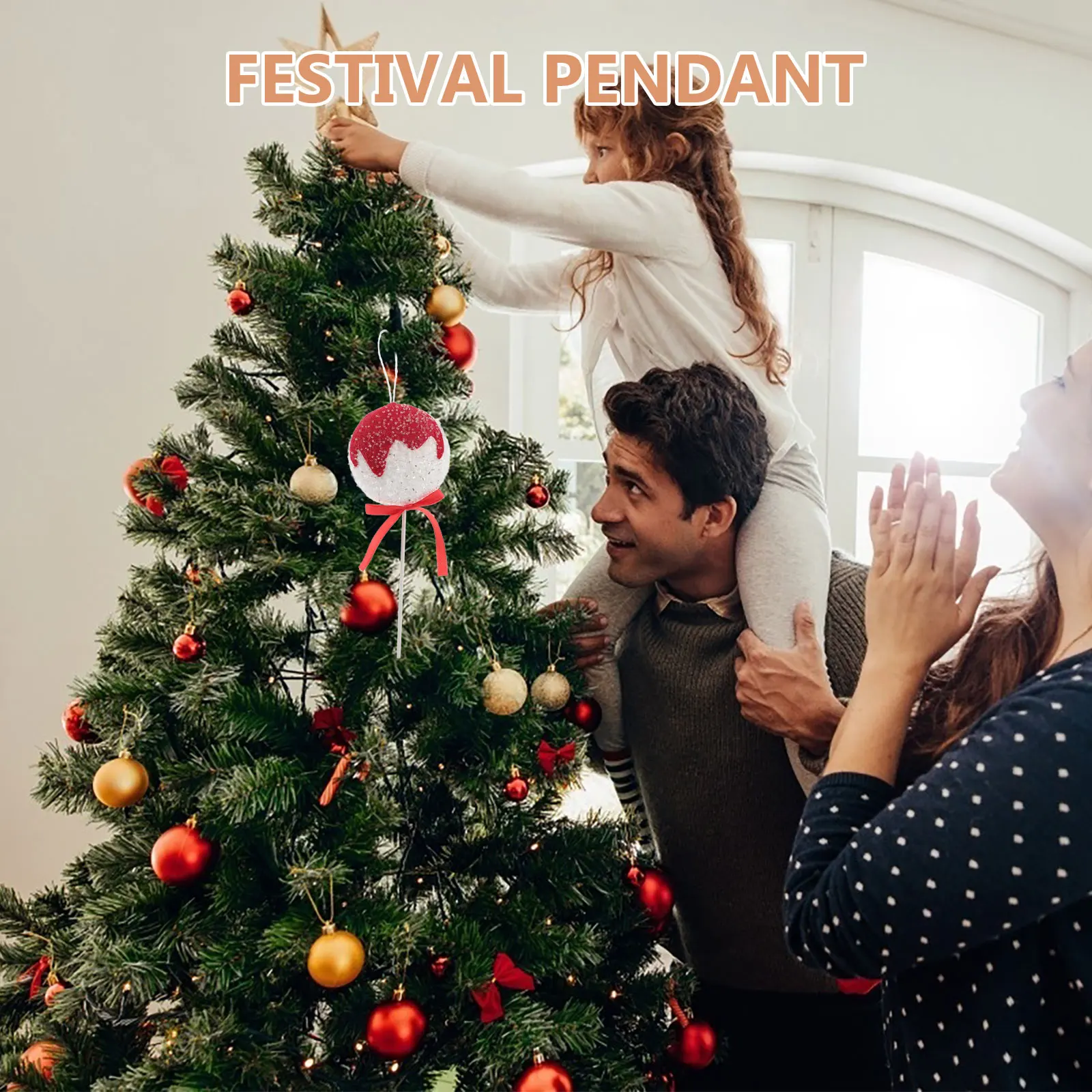 

Festive 25Cm Christmas Ornament Balls Candy Cane Design Lollipop Style Hangings for Xmas Tree Decoration Holiday Scene Setup