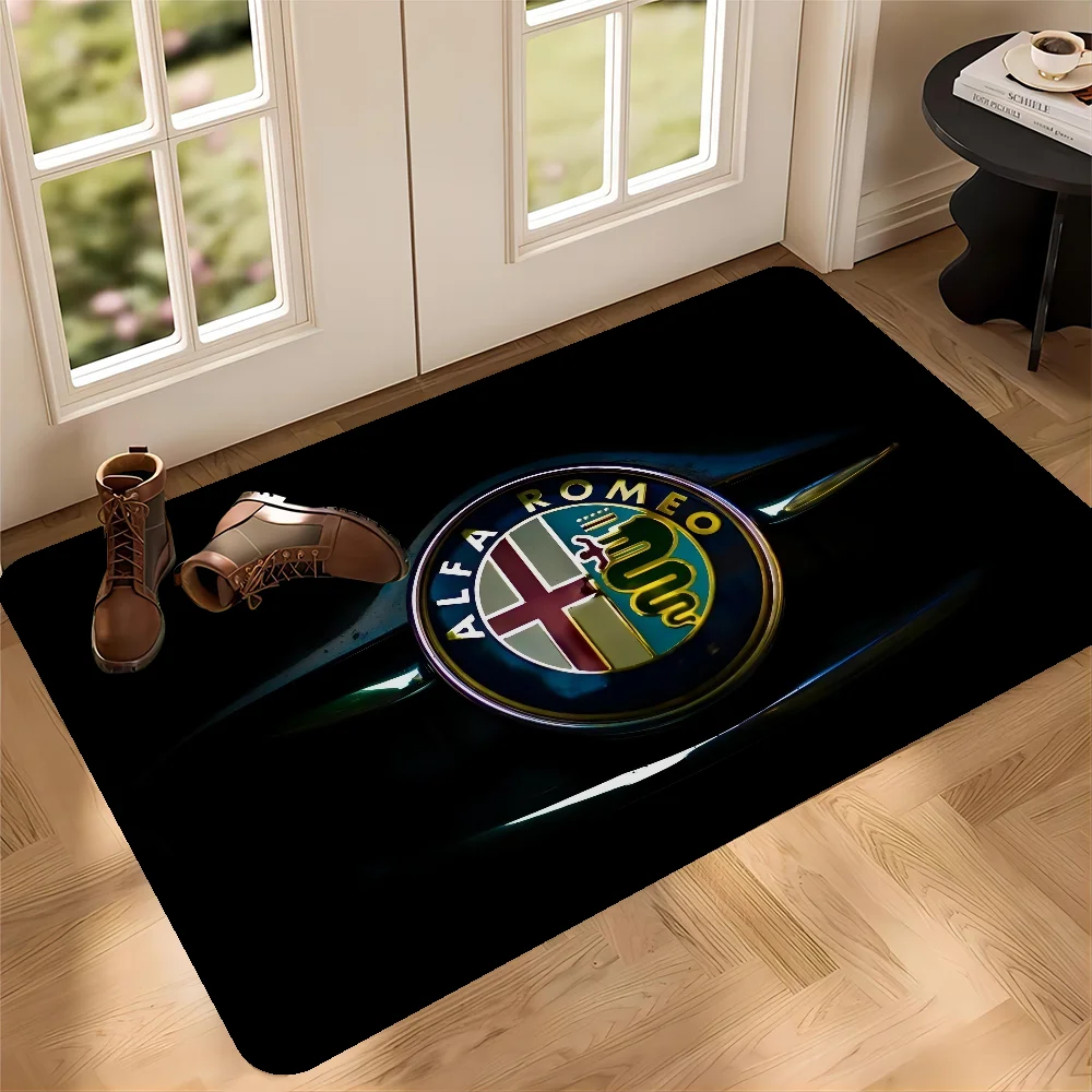 A-Alfa R-Romeo Logo Floor Mat Retro Multiple Choice Living Room Kitchen Rug Non-Slip Modern Home Decor