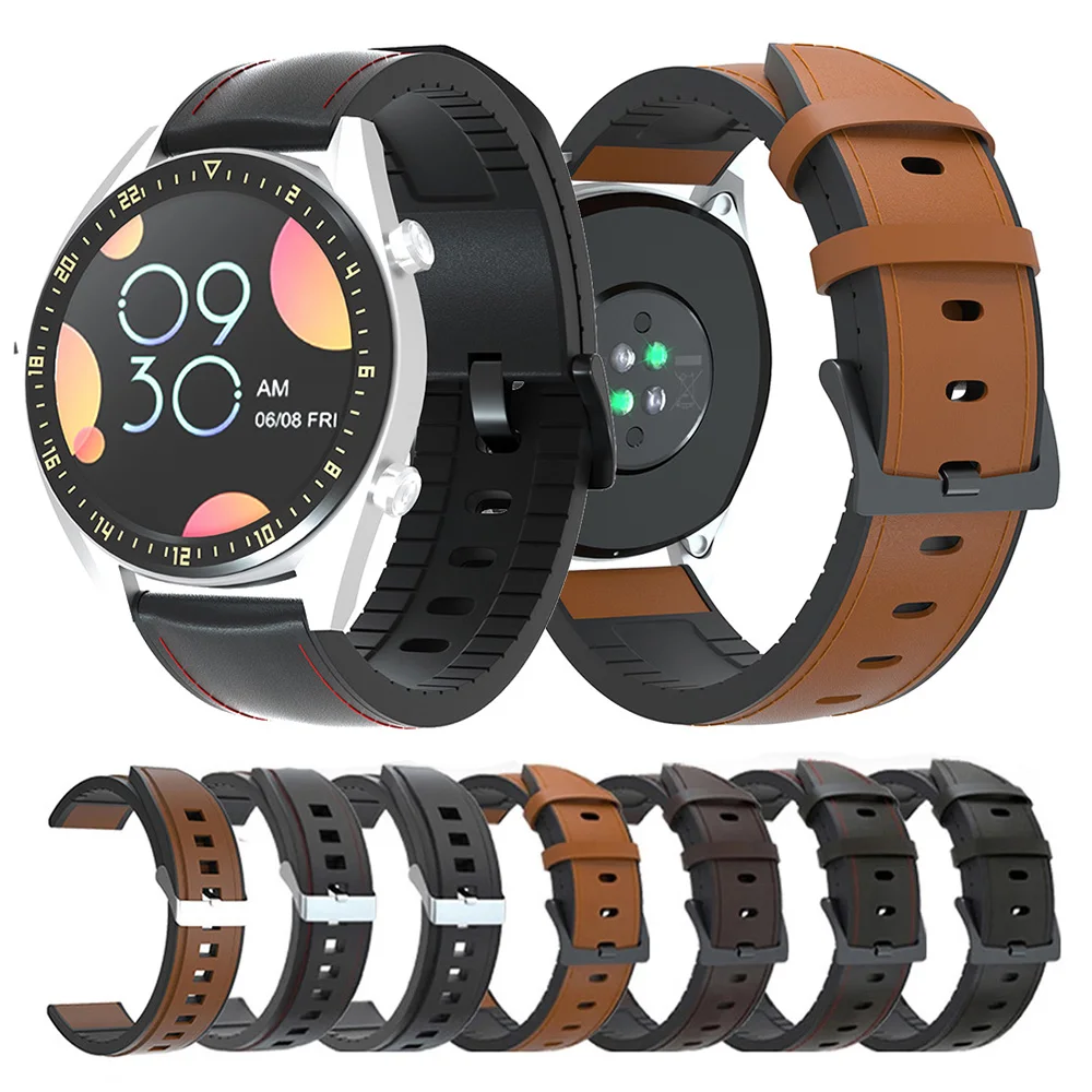 20mm 22mm Silicone Leather Strap For Huawei Watch GT2 GT3 42mm 46mm Honor Magic Smart Watch Band For Garmin Venu 2 Plus