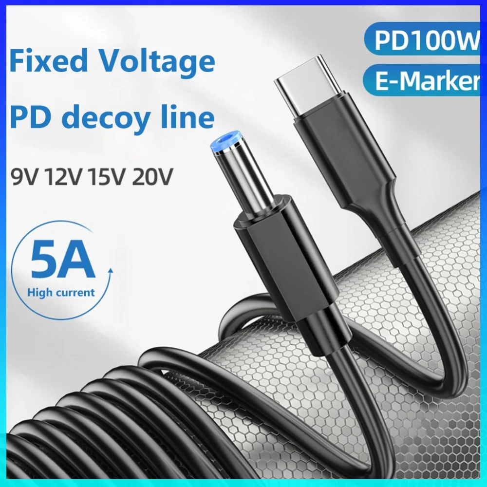 Type-C To DC5525 Male Laptop Charger Converter PD2.0 3.0 PD100W Power Adapter Converter E-Marker Chip for Wireless Router Laptop