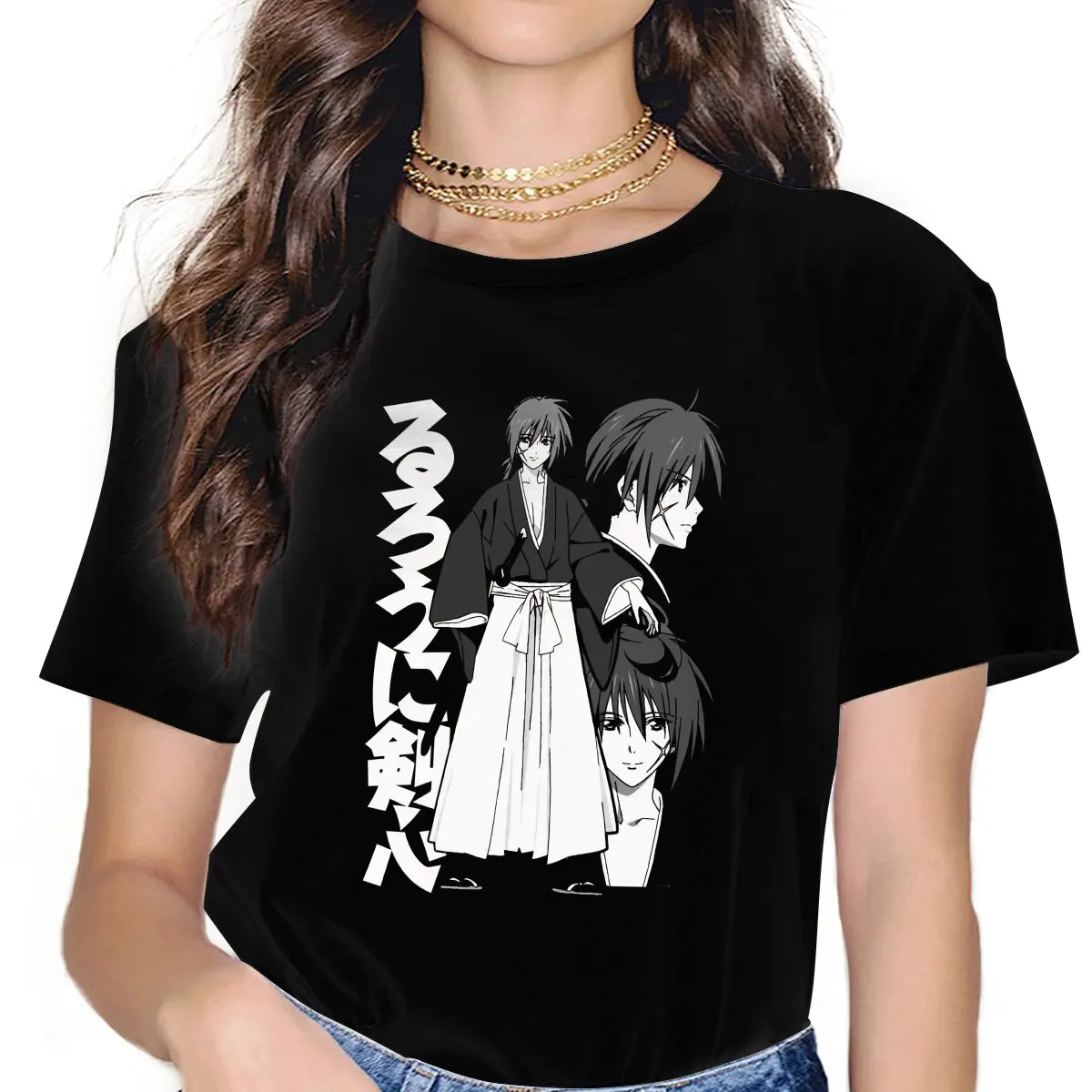 Oro! White Classic Women Tshirts Rurouni Kenshin Manga Gothic Vintage Female Clothing Large Graphic Short Sleeve