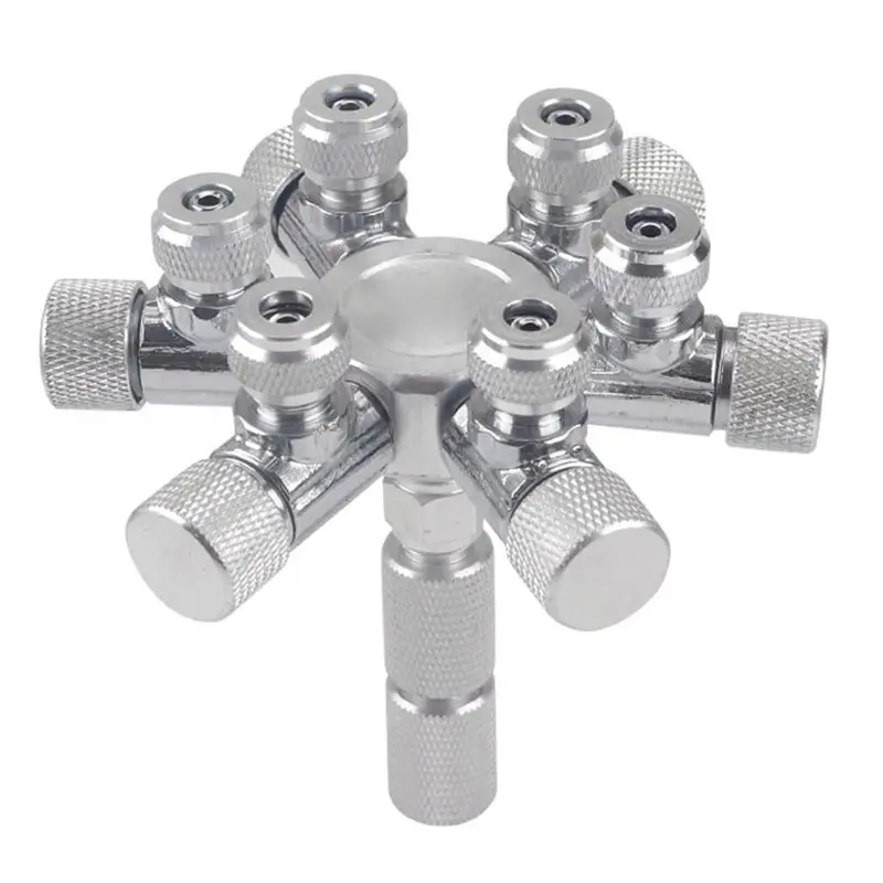 Aquarium-Mehrwege-CO2-Verteiler-Splitternadel aus Aluminiumlegierung für Ventilprüfung, Ventilblasenzähler, Magnetventil