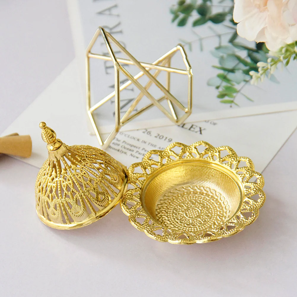 

1pcs Arabian Incense Burner Small Metal Desktop Decor Home Office Yoga Room Table Centerpiece Decorative Accent Gift