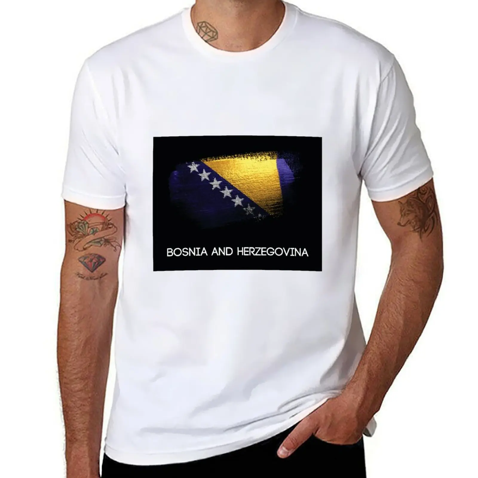 

Bosnia and Herzegovina Flag T-Shirt man t shirt luxury anime t shirts for man T-Shirt