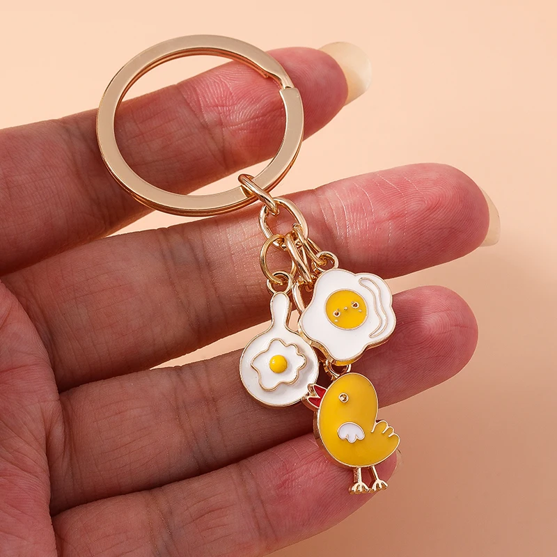 Aihua Cute Enamel Animal Duck Keychain Chicken Key Ring Pendant for Key Holder Women Girls Handbag Decor Handmade Jewelry Gift view 4