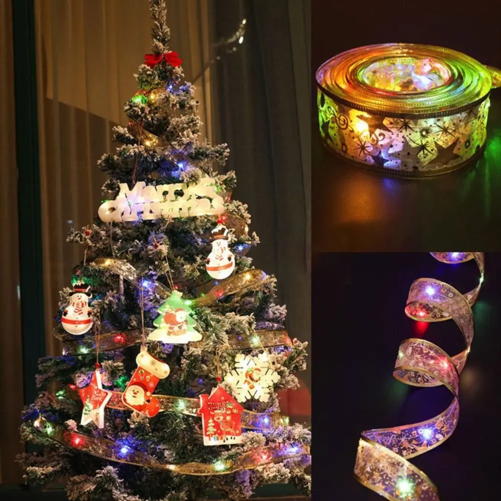 10m 100 Lights Christmas Ribbon Lights LED Battery-Powered Christmas Tree Decoration Light Polyester Flashing