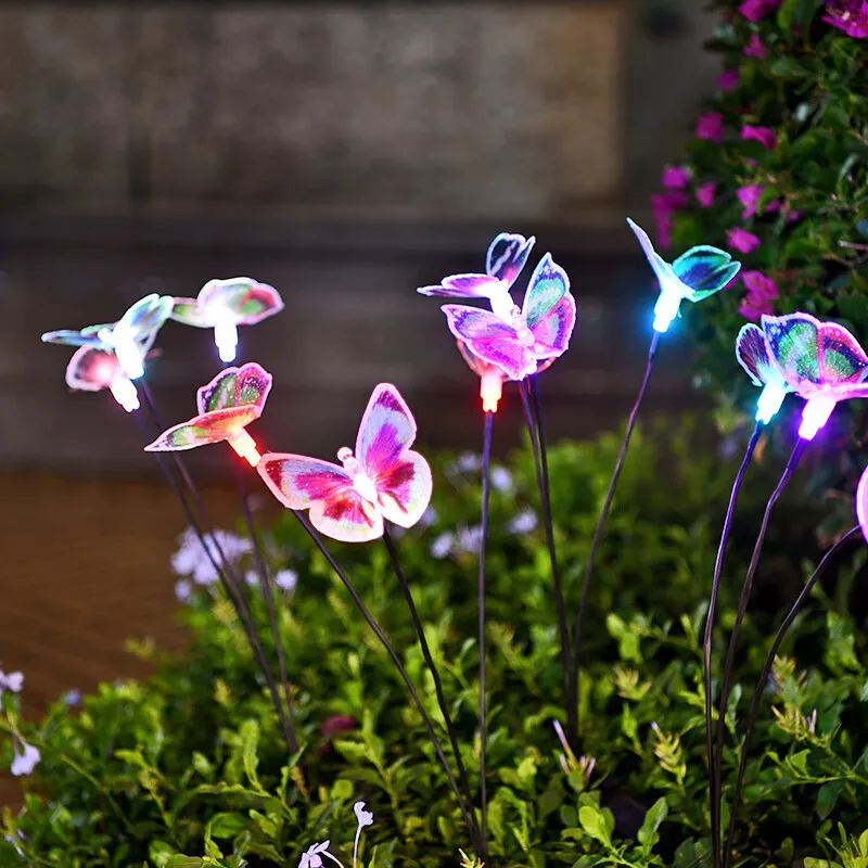 1/2pcs New Creative Solar 3-head Butterfly Light Outdoor Waterproof Garden Villa Decoration Lawn Ground Plug Atmosphere Lamp Hot