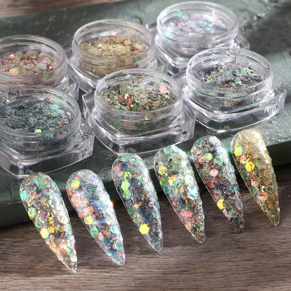 Nail Charms 1 Set Wide Application Sufficient Quantity Sparkling Colorful Nail Glitter Sequins Manicure Decor for Nail Salon