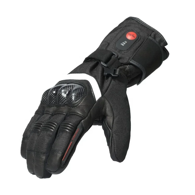 Guantes de calefacción eléctrica de cinco dedos para invierno, guantes de carreras de motocicletas alimentados por batería, pantalla táctil