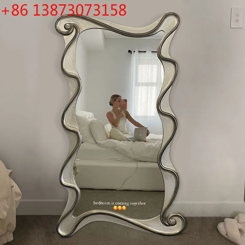 Cute Standing Decorative Mirrors Luxury Nordic Princess Design Mirrors Full Body Vintage Long Espejos De Piso Home Decorations