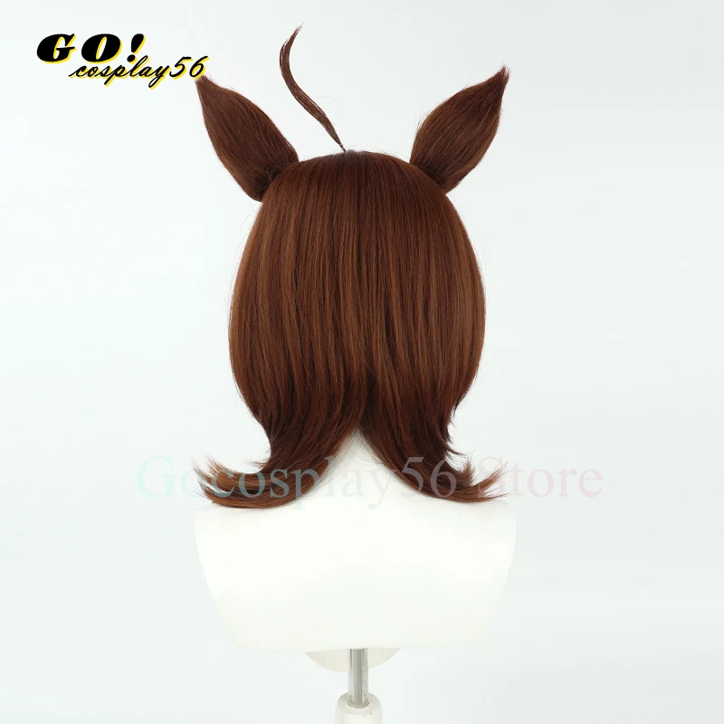 Derby Agnes Tachyon Peruca Cosplay para Mulheres, Cauda de Orelhas, Castanho, Cabelo Curto, Interpretação Idol, Meninas, Novo