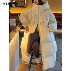 Casual Chic Solid Color Long Sleeve Outerwear Women's Hood Maxi X-Long Parkas Jacket 2024 Winter Oversized Warm Zipper Coat