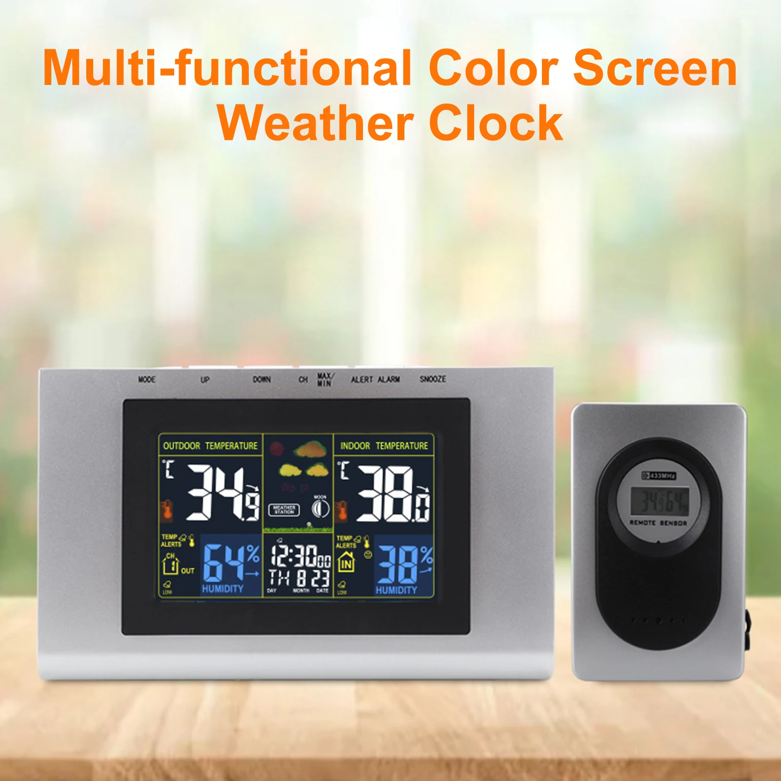 Цифровая метеостанция, монитор температуры и влажности, внутренний и открытый двойной экран, многофункциональный термометр, гигрометр, часы