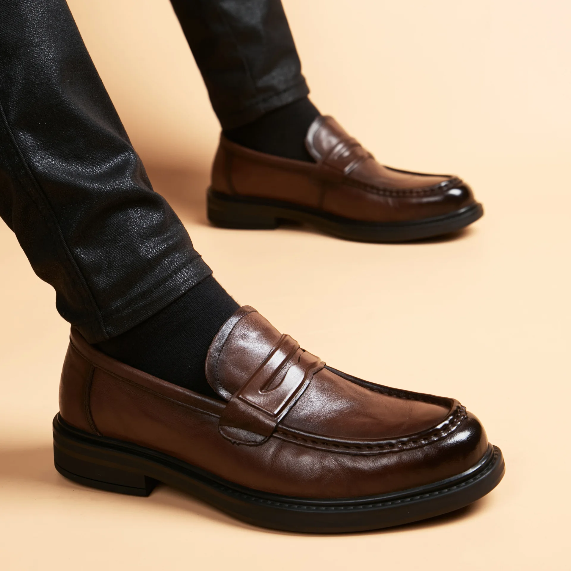 

Genuine Leather Mens Loafers Handmade Casual Shoes for Men Slip on Flats Walking Shoe Breathable Man Driving Footwear Moccasins