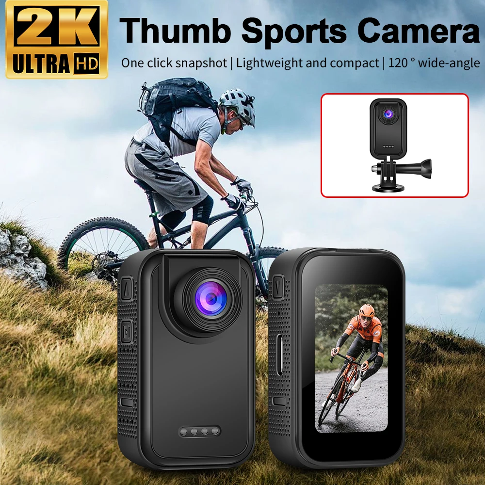 

2K Thumb Action Camera Pocket Sport Cam 1.47 Inch 120 Angle Recorder Professional Photo Portable Sport Kit Very Small D200