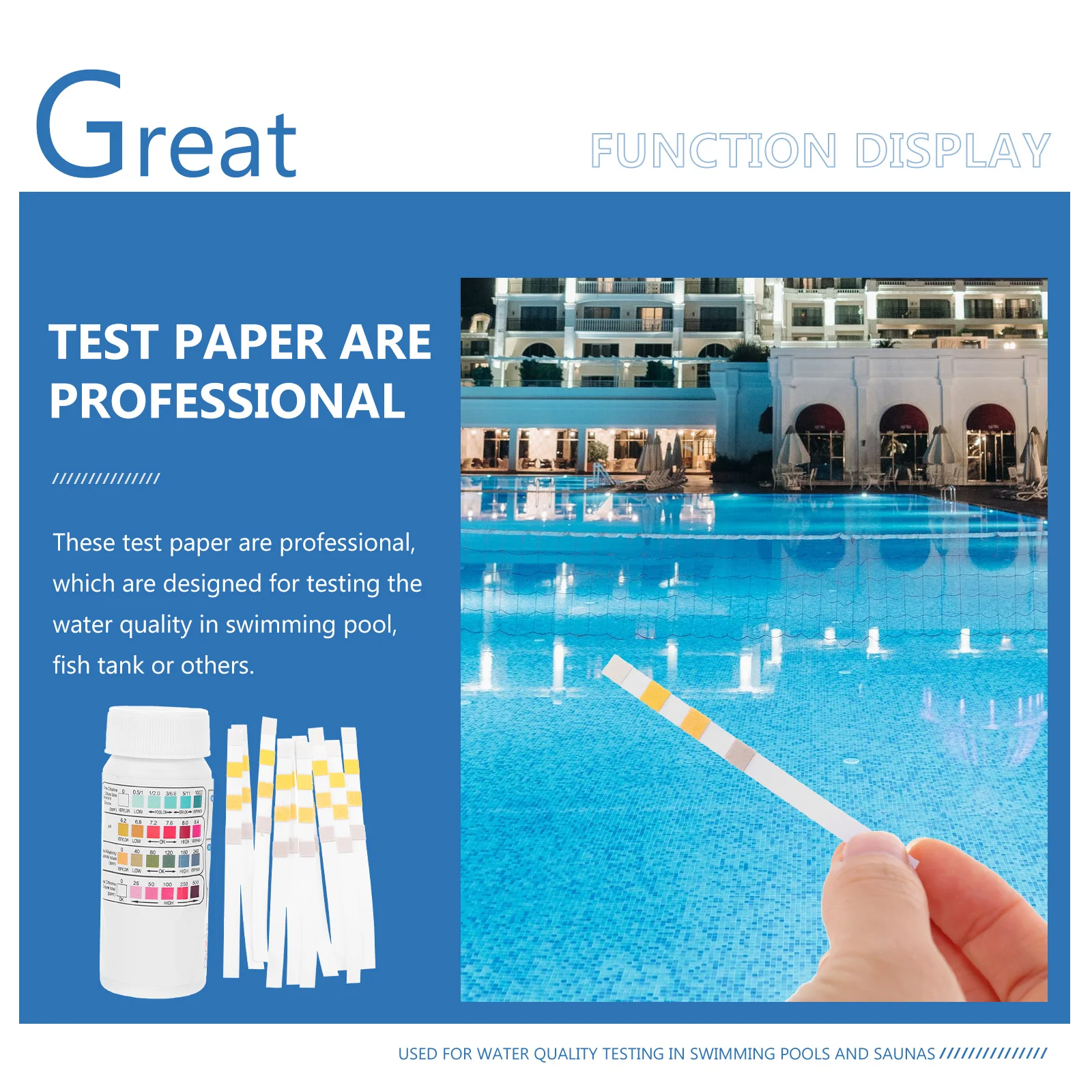 50pcs Water Quality Test Paper Chlorine Testing Strips Pool PH Fish Tank Spa Hot Tub Tools Swimming Pool Test Kits