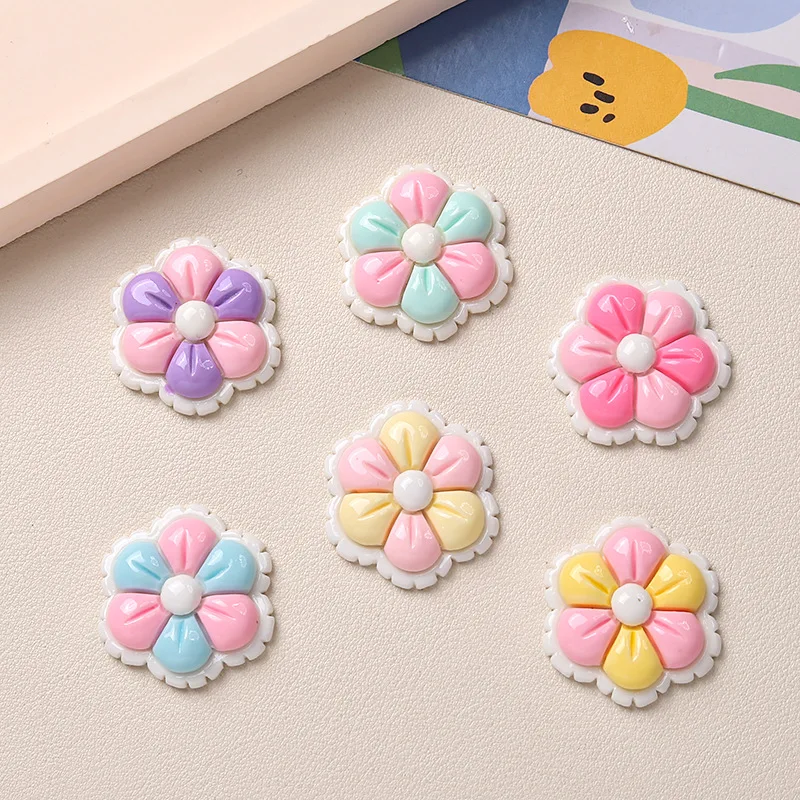 20pcs colorful Spring Flower Resin Lucky Charm Cabochon Flatback for DIY Decoration Accessories Wholesale Ornament Bulk Supplier