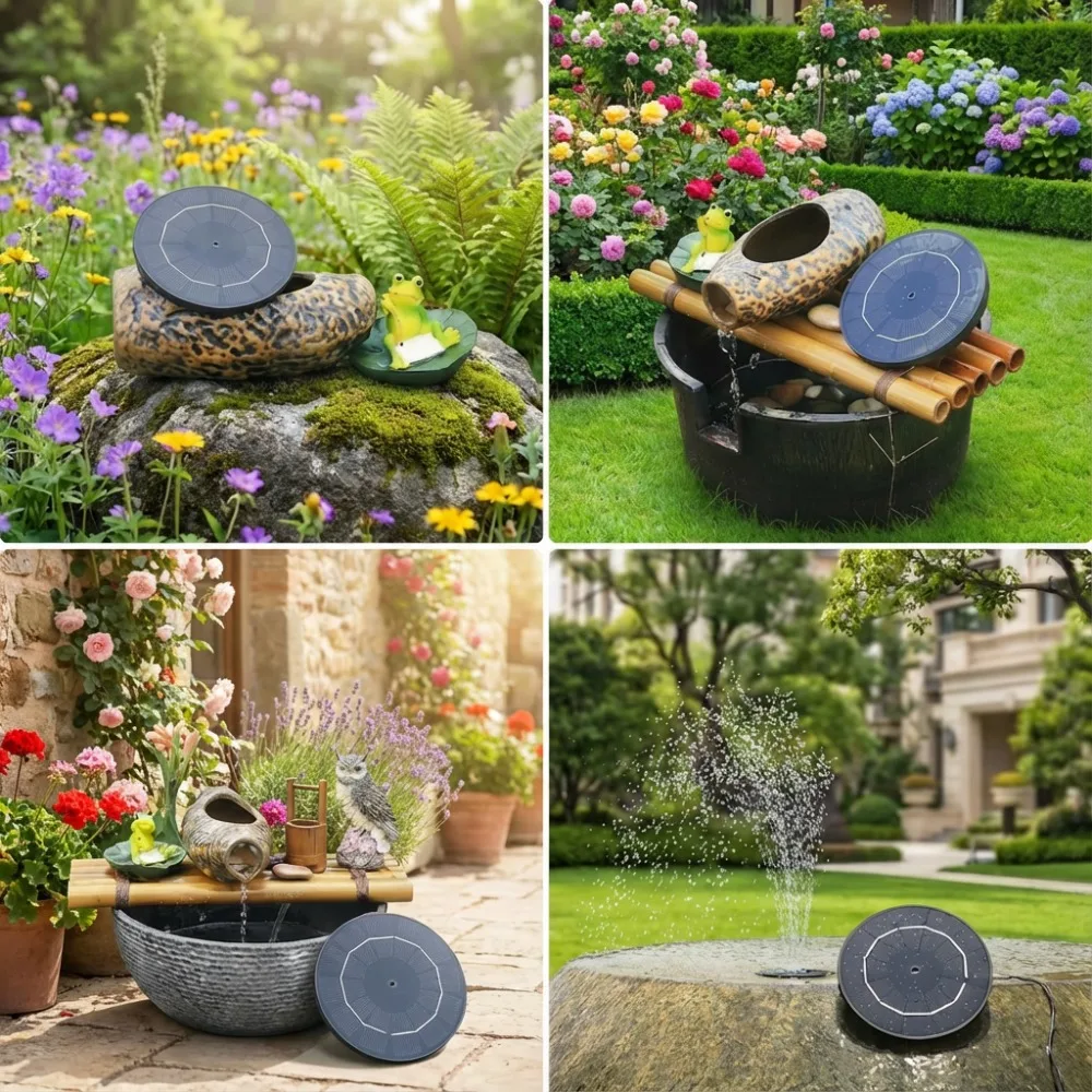 Solar Fountain Pump,DIY Water Fountain Kit,with Multiple Nozzles 9.8ft Cord&3 Bracket Stable Floating,DIY Garden Pond Bird Bath view 6