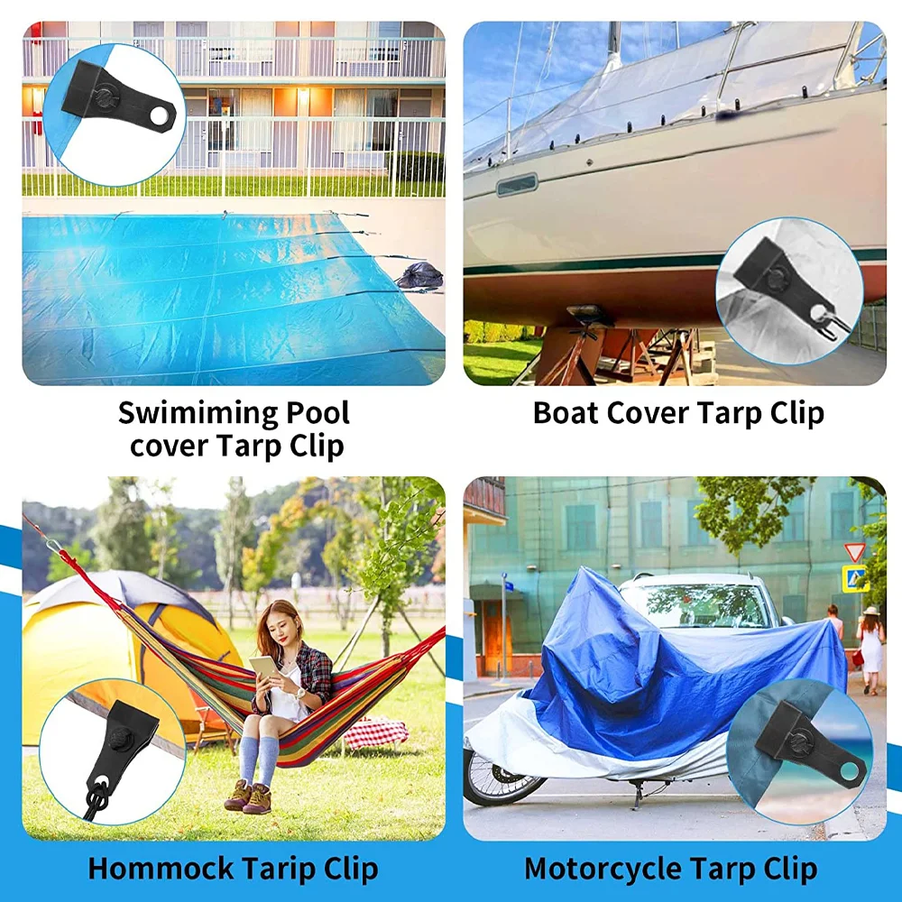 Tarp Clips Heavy Duty Lock Grip Tarp Clamps,Shark Tent Fasteners Clips Holder,Pool Awning Cover Bungee Cord Clip,Car Cover Clamp