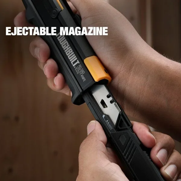 TOUGHBUILT TB-H4S2-03 Reload Utility Knife with 2 Blade Mags, Patented Auto-load Magazine Aluminum Alloy Non-slip Cutting Tool