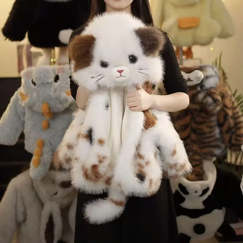 Winter Child Cartoon Cat Eco-Friendly Fur Coat Boy Keep Warm Thicken Cotton-Padded Jacket Girl Cute Hooded Tops Birthday Gift