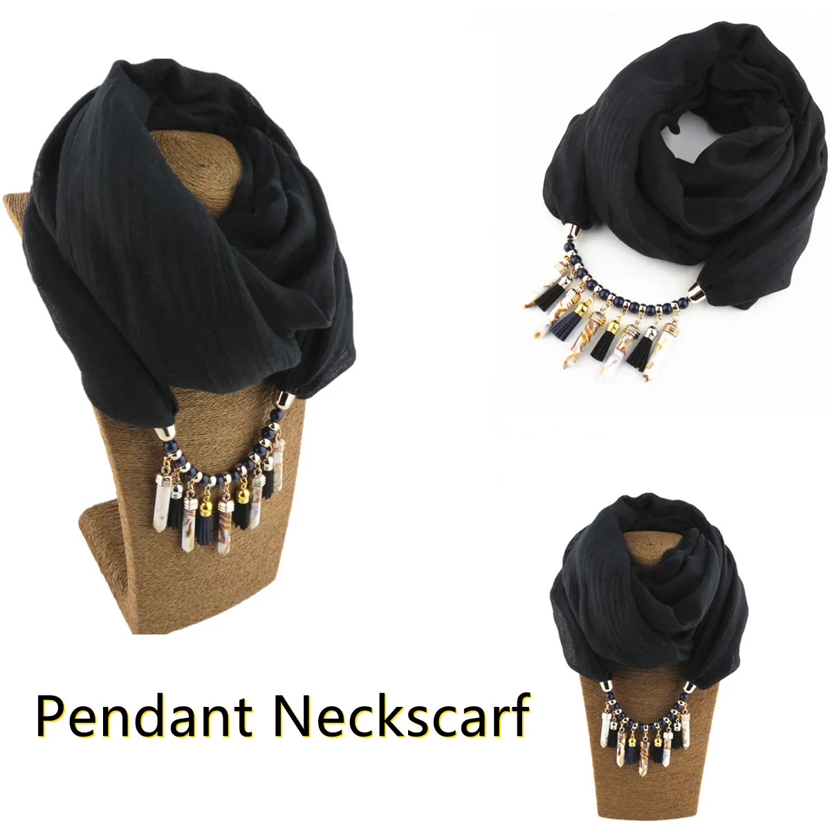 

Women Warp Scarf Fashion Jewelry Necklace Pendant Cotton Linen Foulard Femme Head Scarves Hijabs Headscarf
